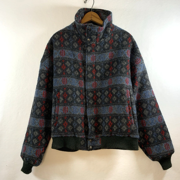 Vintage Woolrich Womens Wool Bomber Jacket Sz M Aztec Heritage Cabin USA Made - Picture 1 of 13